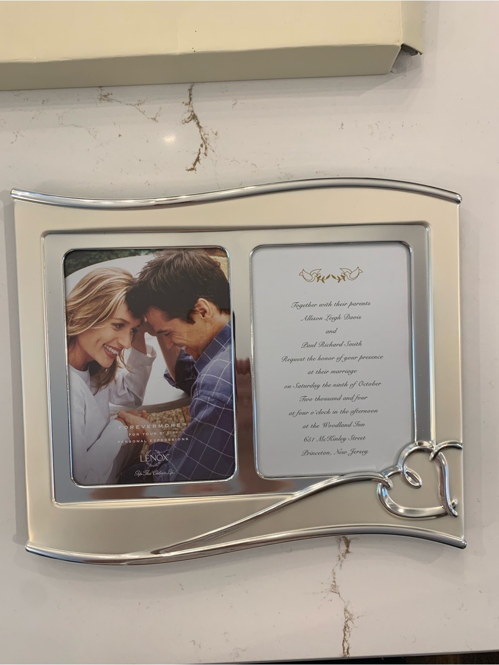 Lenox Forevermore Double Frame 5” x 7” Silver Plated Double Hearts NEW